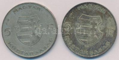 1947. 5Ft Ag "Kossuth" (2x) T:2,2- patina