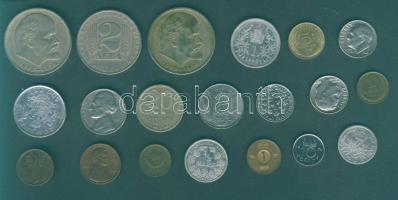 Kis hagyaték fémpénz tétel 54db fém + 6db Ag egész világ, régi és új