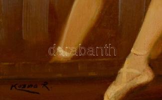 Kozma jelzéssel: Balerina a tükör előtt. Olaj, karton, keretben, 37×26 cm