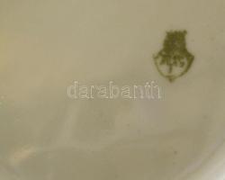 Zsolnay virágmintás porcelán váza, matricás, jelzett, peremén apró hibákkal, m: 17 cm