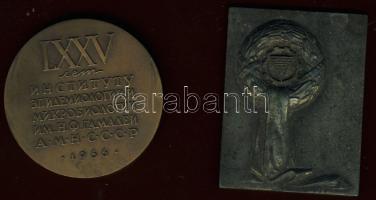 1944. "K.I.O." E III. Orsz. Tanoncmunka kiállítása szögletes Br plakett T:3 +  Szovjetunió 1966. "N,F. Gamalin" nagyalakú Br érem T:2