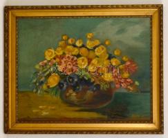 Kaisler jelzéssel: Virágcsendélet. Olaj, vászon, keretben, 35×45 cm