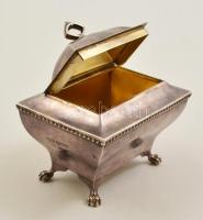 cca 1910 Angol ezüst (Ag) lábas dobozka, jelzett, 10×7×9,5 cm, nettó: 182,3 g / England, hallmarked ...