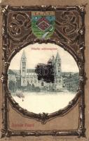 1902 Pécs, Püspöki székesegyház. Domján I. kiadása. Címeres litho keret (EK)