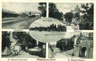 Balatonszemes-fürdő, vasútállomás, Gr. Hunyadi József park és utca, Bagolyvár, part