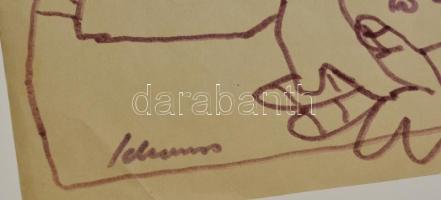 Schéner Mihály (1923-2009): A múzsának ára van, filc, papír, jelzett, 30×21 cm