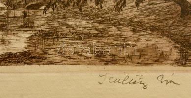 Scultéty Éva (1917-2001): Vajdahunyad, rézkarc, papír, jelzett, hajtott, 19,5×28,5 cm