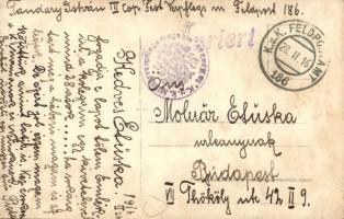 1916 K.u.K. Verpfl. Mag. Tischlerei / Osztrák-magyar katonák asztalos különítménye kutyával és szers...