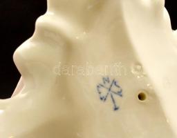 Ens rózsás gyertyatartó és bonbonier, jelzett, hibátlan, h:27 cm, 11×9,5 cm