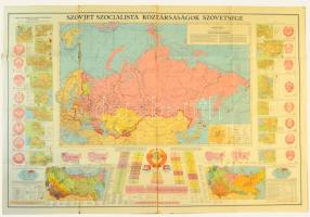 1951 A Szovjetunió térképe, terv. Truksza Károly, a hajtások mentén sérült, 108×156 cm
