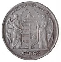 Magyarország 1939. 5P "Horthy balra" modern Fe hamisítvány érme T:2
Hungary 1939. 5 Pengő...