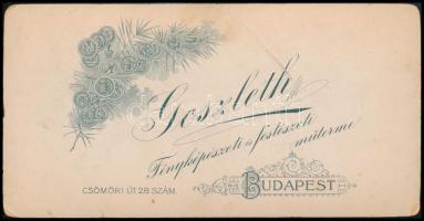 1902 Hölgy fotója, Goszleth budapesti műterméből, kartonra kasírozva, 21x10,5 cm