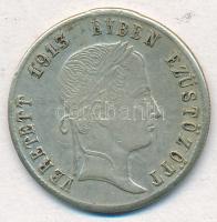 1913. 20kr Veretett 1913 évben ezüstözött fém játékpénz magyar és román felirattal T:2- fülnyom