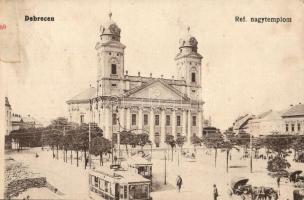 Debrecen, Református nagytemplom, villamosok