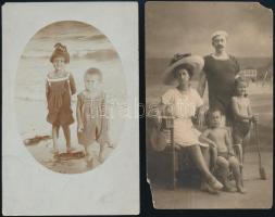 cca 1900 Nyaralók, fürdőzők fotói, 6 db, 8,5x13,5 cm