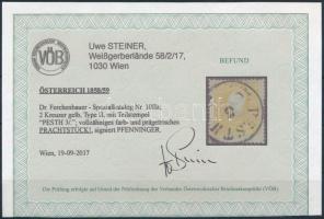 2kr yellow type II ,,PESTH" Certificate: Steiner 2kr sárga II. típus ,,PESTH" Certificate:...