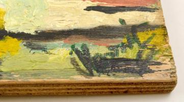 Olvashatatlan jelzéssel: Utcakép. Olaj, farost, 27×39 cm