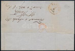3kr MP III plate flaw, on cover ,,FIUME 1857" - Trieste 3kr MP III lemezhibás bélyeg levélen ,,...
