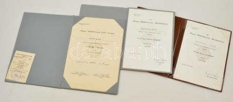 1967-1980 Munka érdemrend és tanácsi munkáért kitüntetés adományozó okmányok, 3 db, dísztokban