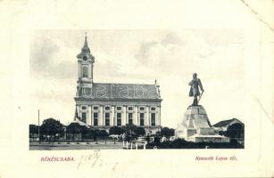 1910 Békéscsaba, Kossuth Lajos tér, Kossuth szobor, Evangélikus templom. W. L. Bp. 4022. (EB)