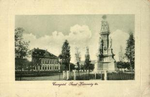 1911 Csongrád, Szentháromság tér és a Szentháromság szobor. W. L. Bp. 4071. (EB)