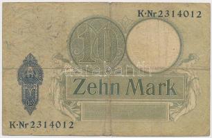 Német Birodalom 1906. 10M hét számjegyű sorszám T:III- German Empire 1906. 10 Mark seven digit seria...