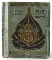 1928 Rendőrségi zsebkönyv. Budapesti útmutató és címtár 1928. VIII. évf. Bp.,1928,Pallas. Kiadói kopott, kissé viseltes papírkötés, a 7/8. oldal lapja javított, a 9/10. és 7/8. oldalak lapjai fordítva vannak a könyvben, térkép nélkül.