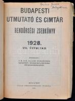 1928 Rendőrségi zsebkönyv. Budapesti útmutató és címtár 1928. VIII. évf. Bp.,1928,Pallas. Kiadói kop...