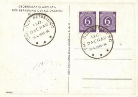 1945/46 Dachau. Gedenkkarte zum Tag der Befreiung des KZ. Dachau / Dachau concentration camp's ...