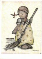 5 db RÉGI Hummel művész képeslap gyerekekkel / 5 pre-1945 art postcards with children, signed by Hum...