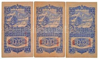 Ausztria 1945. 10Sch (3x) T:III ,
Austria 1945. 10 Schilling (3x) C:F 
Krause 114