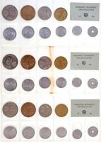 1971-1989. Forgalmi sor tétel (18xklf), benne 1986. 2f-20Ft (18klf) érmés forgalmi sor fóliatokban T...