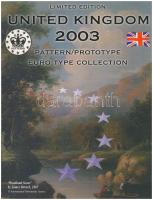 Nagy Britannia 2003. 1c-2E Euro próbaveretek (8xklf) fémpénz szettben, díszkiadás T:BU  Great Britain 2003. 1 Cent - 2 Euro Euro Collection (8xdiff) Euro trial mint in set in cardboard case C:BU