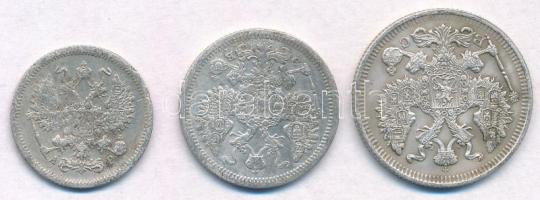Orosz Birodalom 1902. 10k Ag + 1907. 15k Ag + 1914. 20k Ag T:2,2- ph.
Russian Empire 1902. 10 Kopek...