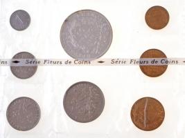 Franciaország 1973. 1c-10Fr (8xklf) forgalmi sor lezárt fóliatokban, közte Ag érme, tanúsítvánnyal, ...