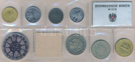 Ausztria 1974. 2gr-50Sch (8xklf) forgalmi sor fóliatokban, közte 1974. 50Sch Ag "50 éves az osz...