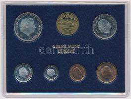 Hollandia 1980. 1c-2 1/2G (6xklf), forgalmi szett tokban, pénzverdei zsetonnal T:PP Netherlands 1980. 1 Cent - 2 1/2 Gulden (6xdiff), coin set in case and Coin Mint jeton C:PP