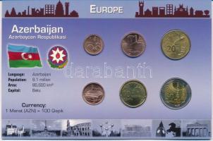Azerbajdzsán 2006. 1q-50q (6xklf) fémpénz szettben, holland nyelvű leírással T:1 Azerbaijan 2006. 1 Qapik - 50 Qapik (6xdiff) coin set with information in Dutch C:UNC
