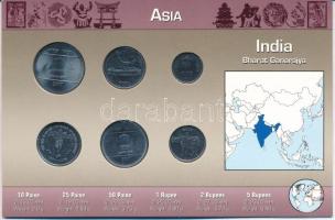 India 1989-2007. 10p-5R (6xklf) fémpénz szettben, holland nyelvű leírással T:1
India 1989-2007. 10 ...