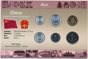 Kína 1987-2008. 1f-1Y (6xklf) fémpénz szettben, holland nyelvű leírással T:1 China 1987-2008. 1 Fen - 1 Yuan (6xdiff) coin set with information in Dutch C:UNC