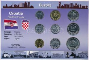 Horvátország 2002-2008. 1l-5K (9xklf) fémpénz szettben, holland nyelvű leírással T:1  Croatia 2002-2008. 1 Lipa - 5 Kuna (9xdiff) coin set with information in Dutch C:UNC