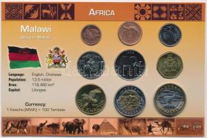 Malawi 1995-2006. 1t-10K (9xklf) fémpénz szettben, holland nyelvű leírással T:1  Malawi 1995-2006. 1 Tambala - 10 Kwacha (9xdiff) coin set with information in Dutch C:UNC