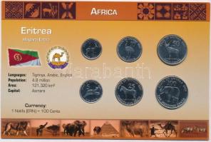 Eritrea 1997. 1c-100c (6xklf) fémpénz szettben, holland nyelvű leírással T:1  Eritrea 1997. 1 Cent - 100 Cents (6xdiff) coin set with information in Dutch C:UNC