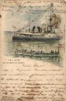 1904 SMS Wien auf der Rhede von Spithead. K.u.K. Kriegsmarine art postcard. A. Reinhards Verlag Fiume s: R. Hochberg (EB)