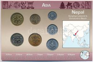 Nepál ~1990-2000. 10p-10R (7xklf) fémpénz szettben, holland nyelvű leírással T:1 
Nepal ~1990-2000....