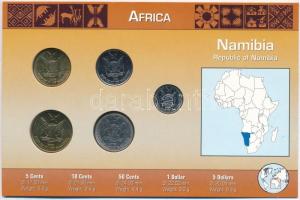 Namíbia 1993-2008. 5c-5$ (5xklf) fémpénz szettben, holland nyelvű leírással T:1 
Namibia 1993-2008....