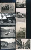 Régi autók, autómobilok, 21 db vintage fotó és/vagy mai nagyítás, 18x24 cm és 6x4 cm között