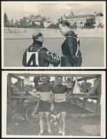 cca 1927 Kerékpárversenyzők, 3 db vintage fotó, 9x14 cm