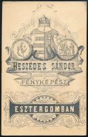 cca 1869 Beszédes Sándor (?-?) esztergomi fényképész műterméből, vizitkártya méretű, vintage fotó, h...