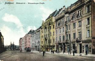 Budapest XI. Fehérvári út, Húscsarnok, üzletek, villamos / Weissenburger Strasse (kis szakadás / small tear)